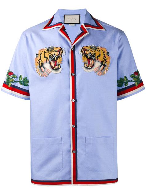 gucci tiger shirt bowling|Gucci flannel shirt.